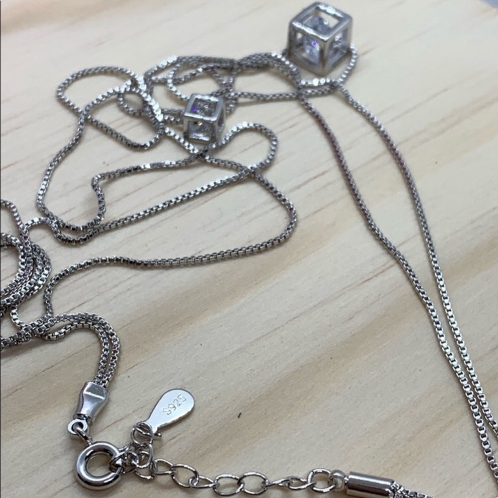 🌟 Sterling Silver 925 Double CZ Necklace - Picture 2 of 2